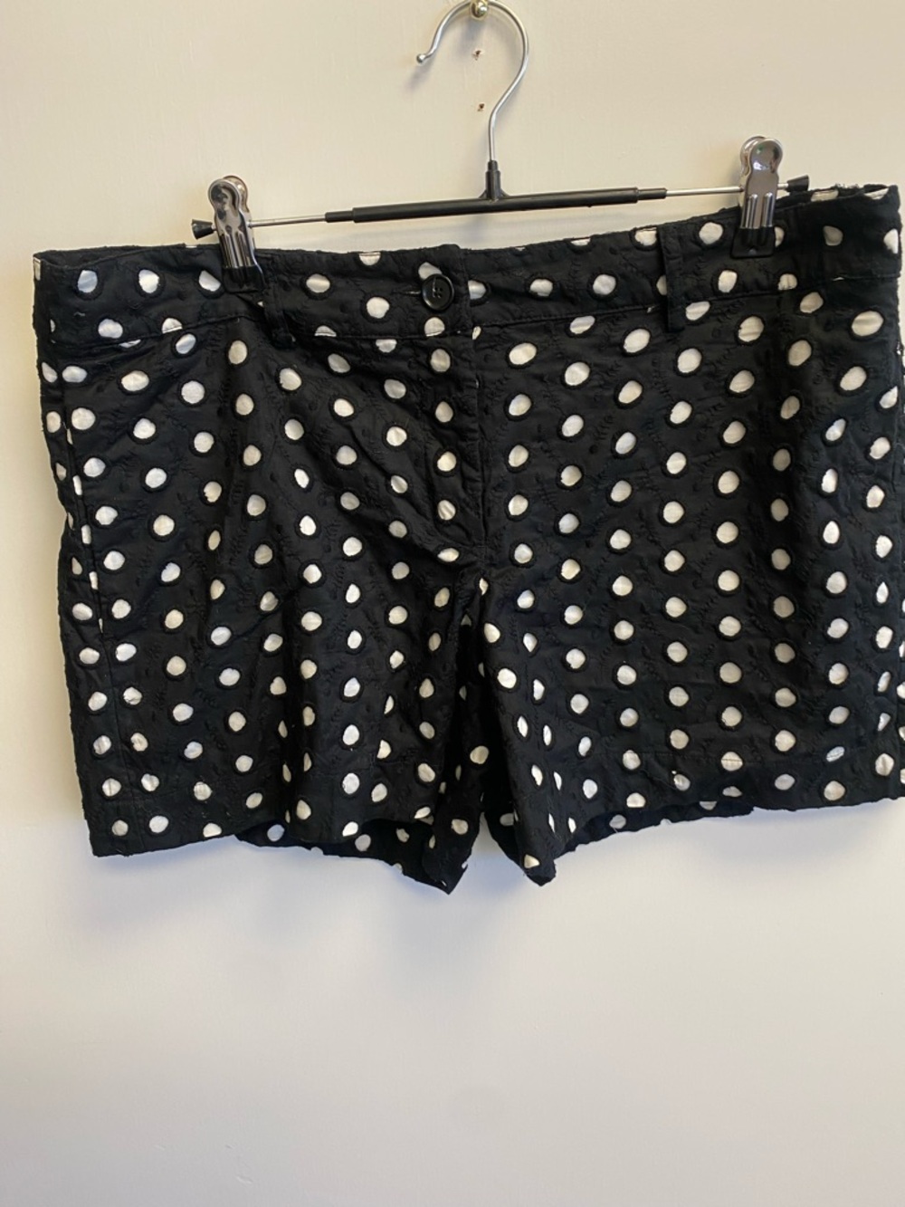 LOFT Black Shorts with White Polka Dots